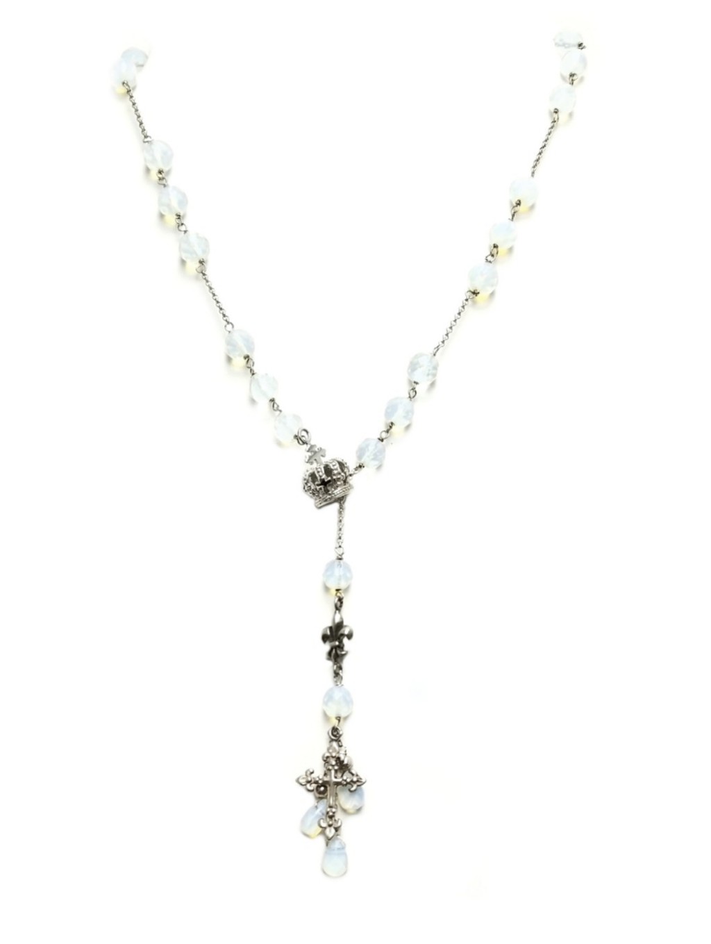 Kinley Sterling Silver Opal Stone Crown Necklace